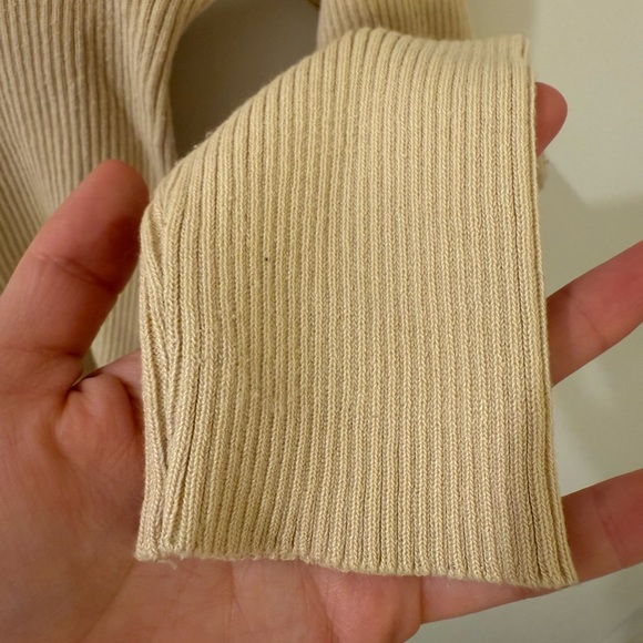 Beige Yellow Ribbed Long Sleeve Top - Picture 5 of 6